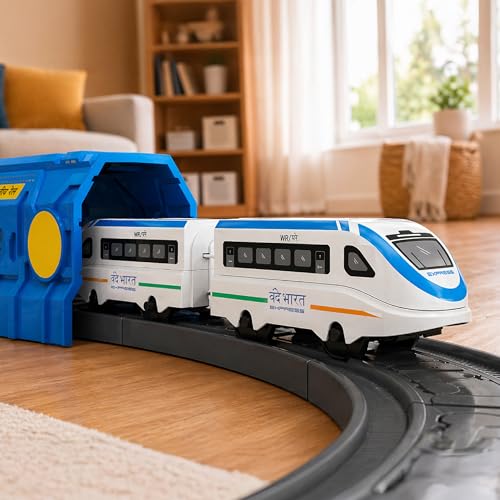 Image of Lifelong Indian City Trainset 49 PCS | Vande Bharat Electric Train Set with Lights & Sounds | USB Rechargeable DIY Toy Set with Magnetic Coaches & Electronic Track Gift for Kids 3-9 Yrs (LLCRCT05)