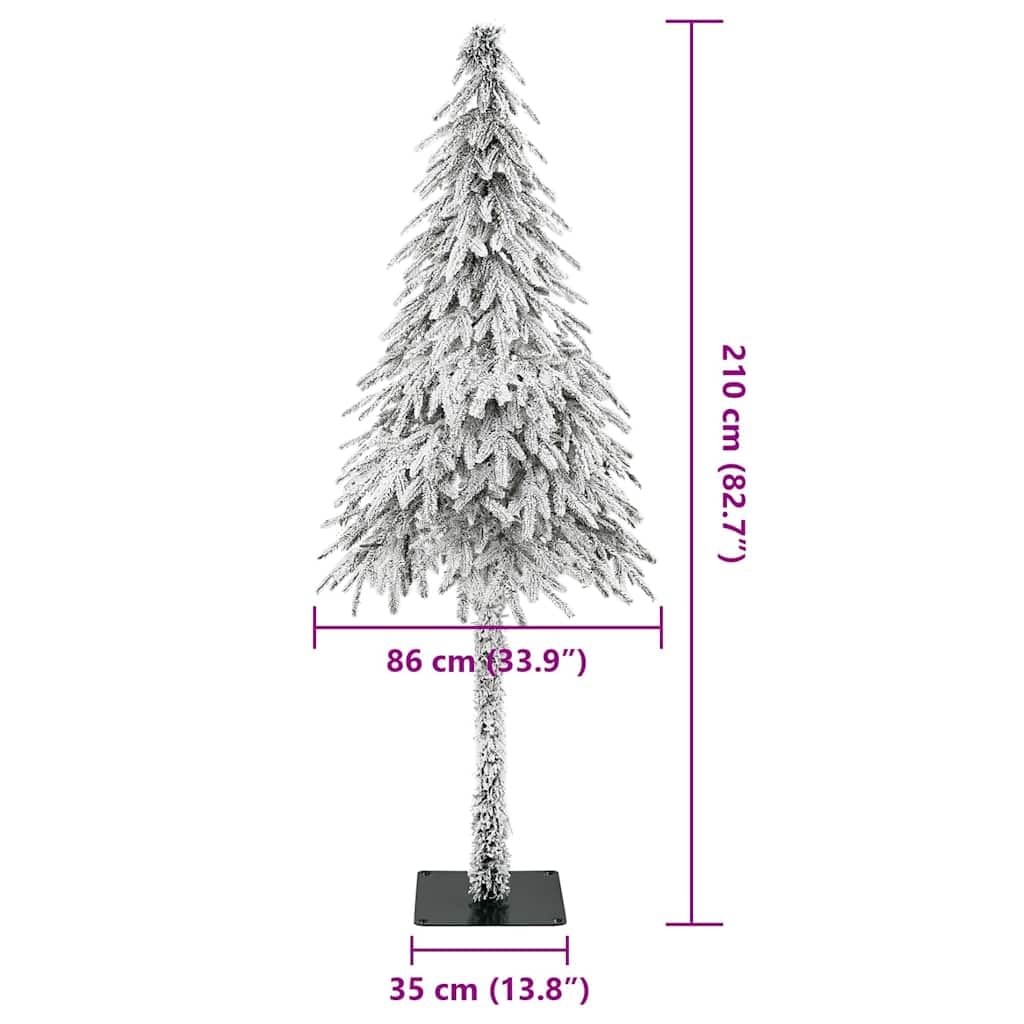 Künstlicher Weihnachtsbaum Weiß 210 cm aus Polyethylen und Metall, naturgetreuer Christbaum mit dekorativen Intarsien, für Innen und Außen, Festliche Weihnachtsdeko