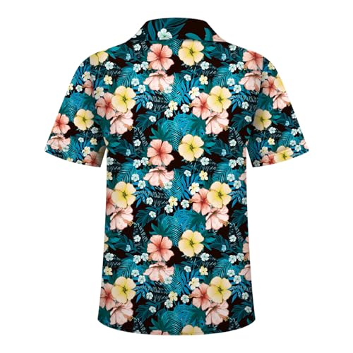 Image of Hawaiian Shirt for Men Tropical Shirts Summer Beach Button Down Short Sleeve Luau Aloha Floral Cruise Vacation Outfit 2026