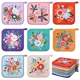 Willinglong 16 Pcs Floral Pot Holder for Kitchen Cute Heat Resistant Hot Pads Square Cottage Oven Mitt Potholders Housewarming Decoration Gift for Baking Cooking BBQ Accessories