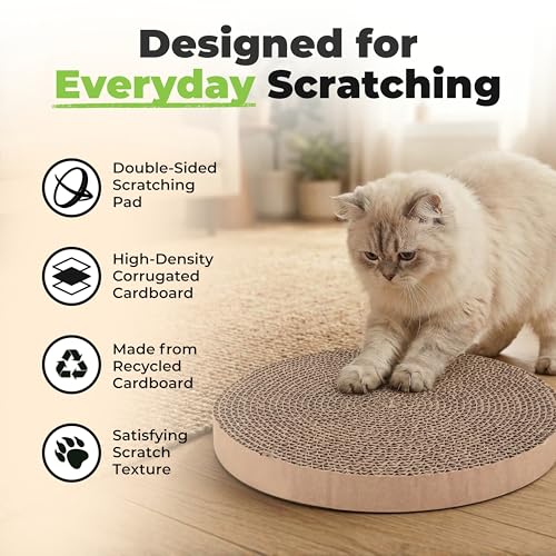 Best Pet Supplies Catify Cat Scratcher, Fun Interactive Scratchers, Posts, Poles, Claw Safe, Furniture Saver Indoor Play Support Natural Cat Behaviors Heavy Duty - 5 Pack Round, 10 x 10"
