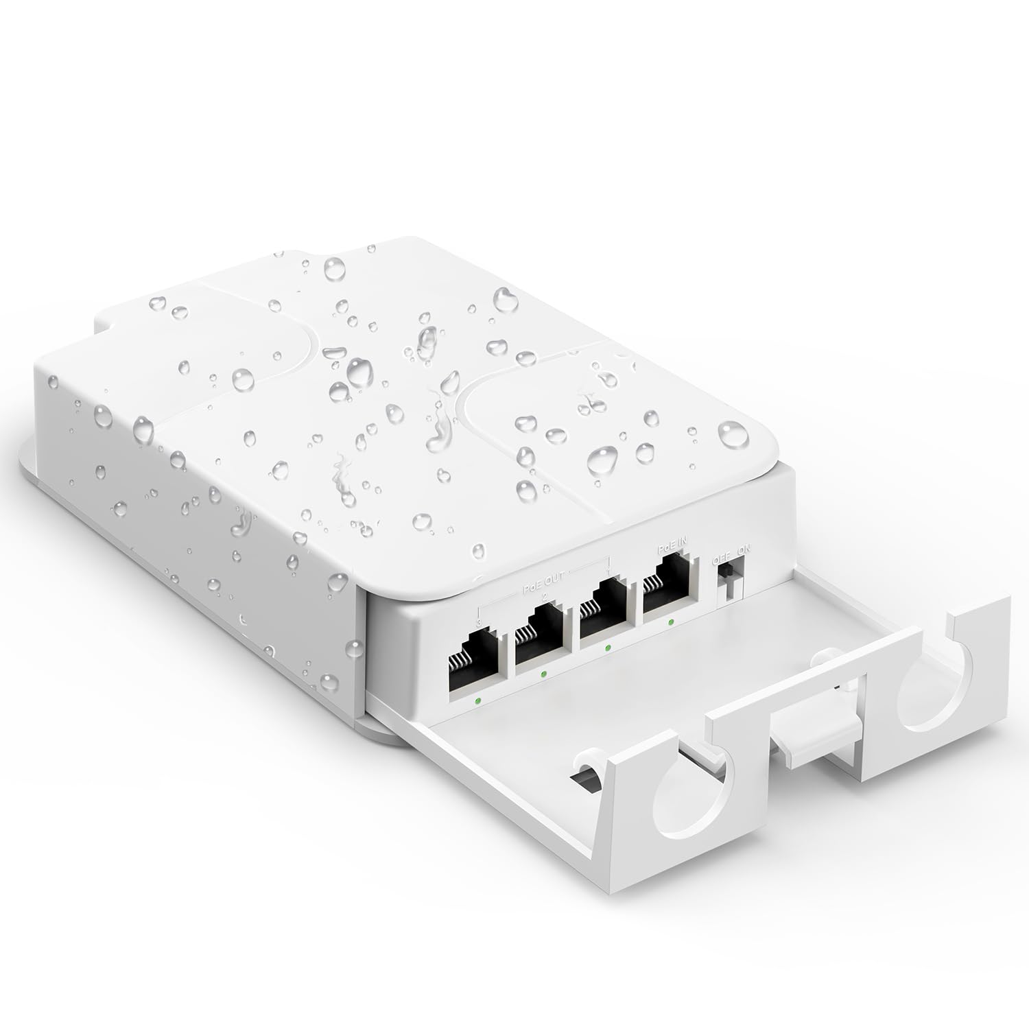 YuanLey 4 Port Outdoor PoE Extender 1 in 3 Out, IEEE 802.3af/at Mini 4 Channel PoE Repeater IP66 Waterproof, Vlan, Extend 250m(Total 350m), Wall Mount Passthrough POE Amplifier, Plug and Play