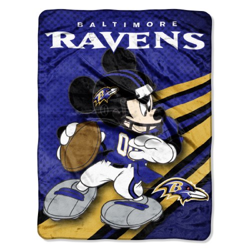 NFL Baltimore Ravens Mickey Micro Raschel Throw Blanket, 46
