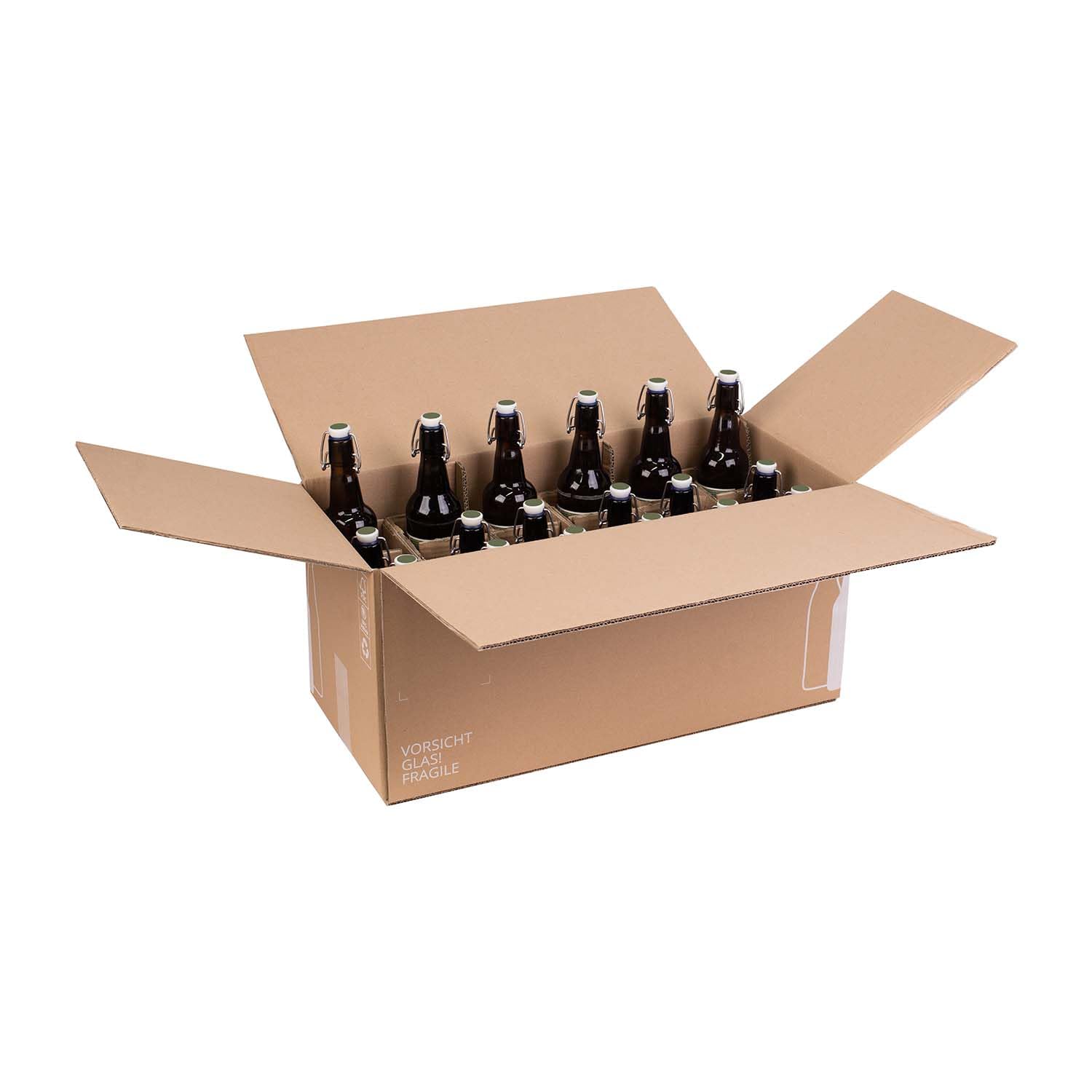 smiley pack Flaschenversandkarton Bier 0,5 Liter für 18 Flaschen inklusive Einlage PTZ zertifiziert für Versand mit DHL DPD Bierflaschen Bierversandkarton Bierkarton Bierverpackung (10)