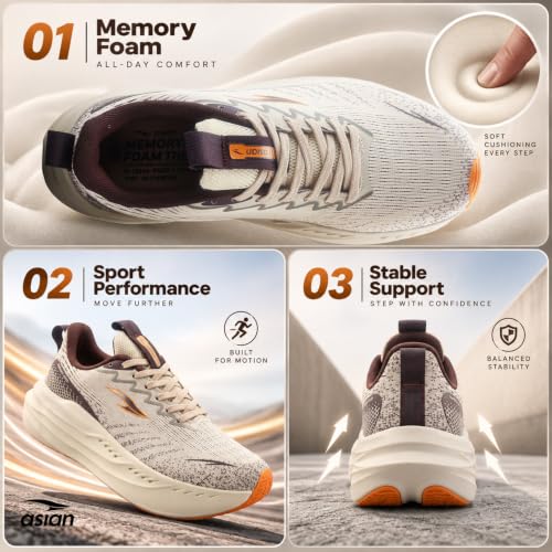 Image of ASIAN Aerofoam-01 Men's Running Shoes with Breathable Mesh Upper | Energy Return Sole, Lace-Up Fit & Lightweight Comfort