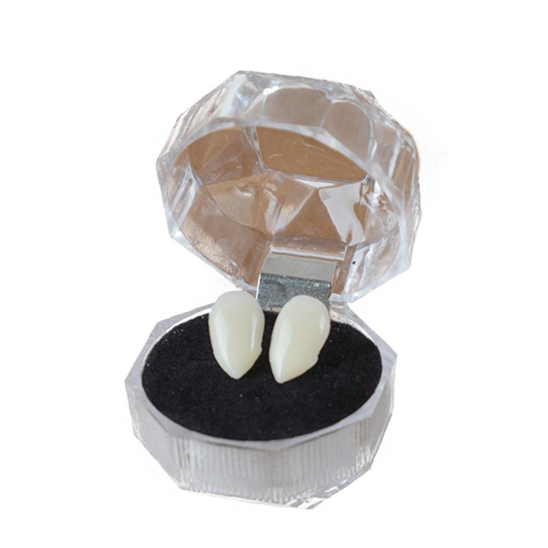 Tossper White 1 Pair Fangs Teeth Halloween Party Cosplay Props Horror False Teeth Props For Party Favors Dress Up Accessories(13Mm)