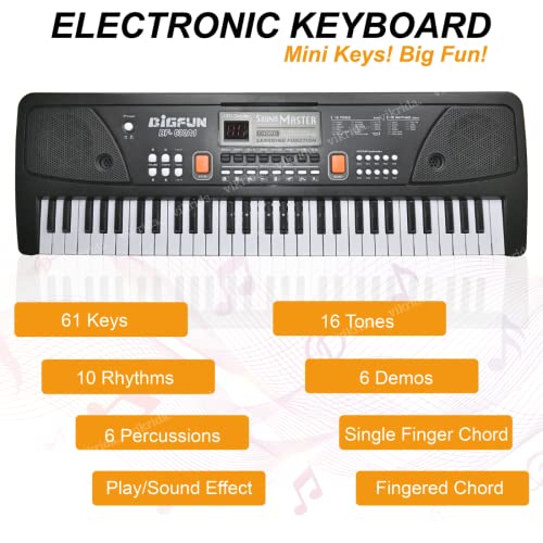Image of VikriDA Portable Electronic Keyboard - 61 Keys Keyboard for Beginner & Professional, with LCD Display & Microphone for Kids & Adults