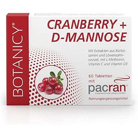 BOTANICY Cranberry + D-Mannose - Unterstützt Blase & Harnwege - PACRAN® Cranberry-Pulver, Vitamin C und D3, Kürbissamen & Löwenzahnwurzel Extrakt - 60 Cranberry Tabletten Cover