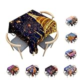 Surwin Mantel Antimanchas, Mantel Mesa Cuadrada de Patrón de Paisaje de la Ciudad, Protege la Mesa, Lavable, para Decoración Hogar Comedor Fiesta Cumpleaños (Lámpara de kongming,180x180cm)