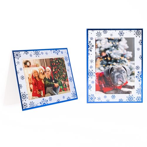 Christmas Photo Frame Cards with Envelopes Pack of 6 | Fits 6"x4" Photos | Personalised Festive Greeting Cards | Landscape or Portrait | Blank Inside | Card Stock