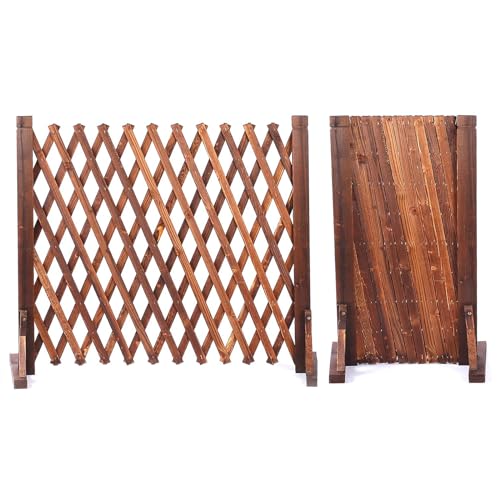 Nisorpa Paquete de 2 paneles de valla expansibles de madera maciza de 34 a 160 cm, vallas decorativas para jardín, valla ligera e independiente para mascotas, para patio, césped