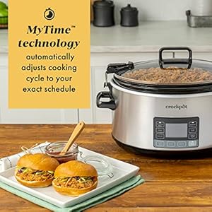 Crock pot 7 quart slow cooker portable programmable with timer locking lid stainless steel an essential kitchen appliance perfect for families and gatherings  urban country home decor