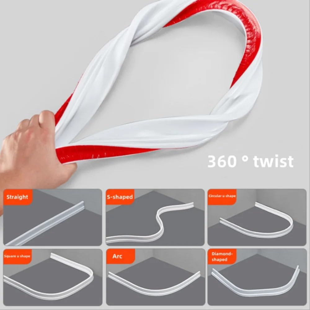 Schwallschutzleiste Dusche 1PC Silikonbarriere Wasserstopper Haltestreifen Biegbarer wasserdichter Autohäsionsstreifen Nass-Trocken-Trennblocker Nassraum-Bodenbarriere(Grey,200cm)