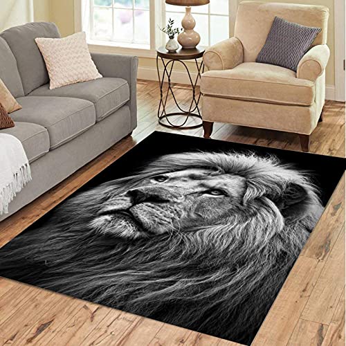 Bljanglai Alfombras con Imágenes De Cabeza De Rey León Africano En Blanco Y Negro para Sala De...