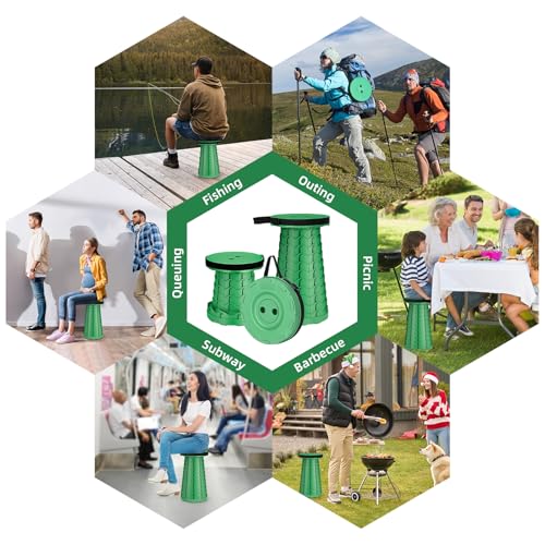 Image of Qiguet Collapsible Stool, Folding Chair - Upgraded Portable Chair with Load Capacity 400lbs, Portable Stool for Camping Fishing Hiking - Folding Stool,Gifts for Fisherman (All Army Green)