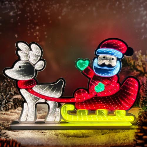 Image of panthem Christmas Santa Claus Infinity Light, Neon Sign Desktop lamp LED Mirror Tunnel 3D Effect Decoration, Indoor Wall window Decorations lights Lighting USB/battery for bedroom living room