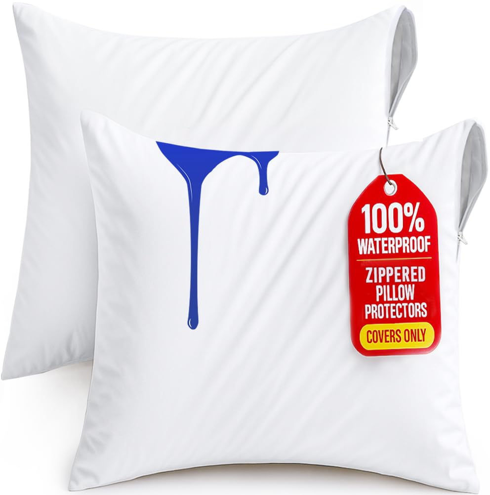 Set of 2 Pillow Protectors with Zipper 28 x 28 Inches, Throw Pillow Covers
