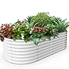 A ANLEOLIFE 6X3X2 ft Galvanized Raised Garden Bed, Oval Above Ground Modular Metal Planter Boxes Outdoor for Vegetables Flowers Herbs, Anti-Rust & Easy-Setup, Antique White A ANLEOLIFE 6X3X2 ft Galvanized Raised Garden Bed, Oval Above Ground Modular Metal Planter Boxes Outdoor for Vegetables Flowers Herbs, Anti-Rust & Easy-Setup, Antique White