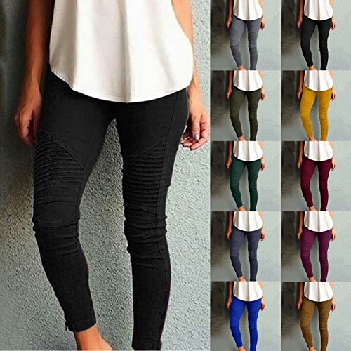 Womens High Waisted Stretch Jeggings with Pockets Casual Pull-On Moto Biker Leggings Slim Fit Skinny Jeans Pencil Denim Pants3