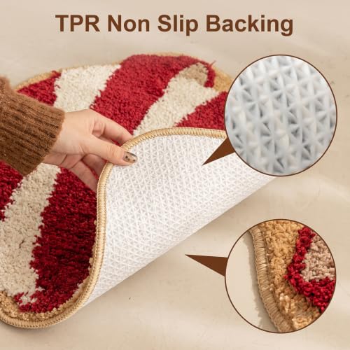 Image of Apple Shaped Bath Rug, Soft Absorbent Washable Mat 25.6 inch x 25.6 inch(Red-Apple)