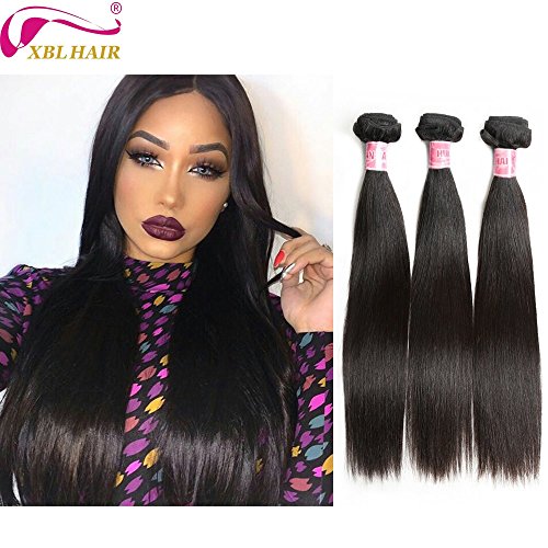 Xblhair Brazilian Virgin Hair Human Hair 3 Bundles 8A Virgin Unprocessed Straight Human Hair 16 18 20 inches Brazilian Straight Hair