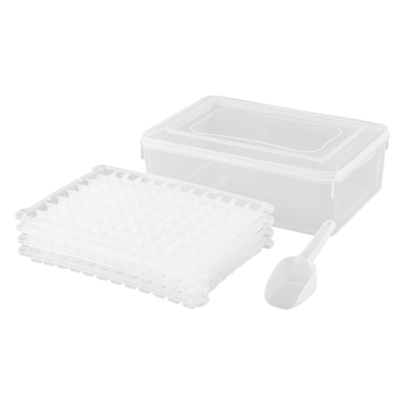 jiingekk Space Efficient Ice Cubes Tray PP Materials Stackable Mold with Lid Suitable for Small Freezers Mold for Drink