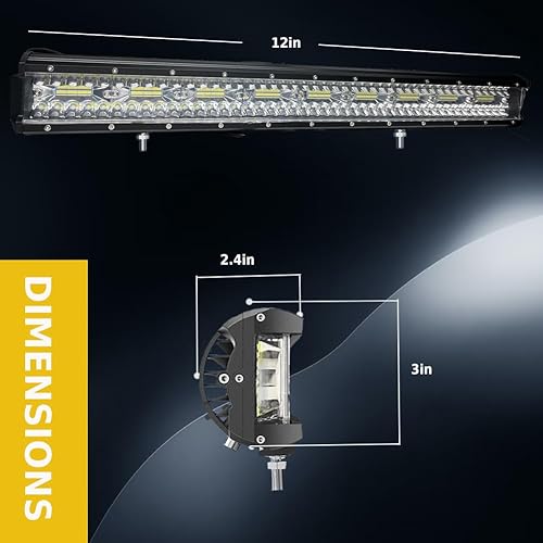 Miniatura 2 de Barra de luz LED ATV de 12 pulgadas, impermeable, para trabajo todoterreno, luz de inundación para Jeep Wrangler, 4Runner, camión, ATV, UTV, Go Cart