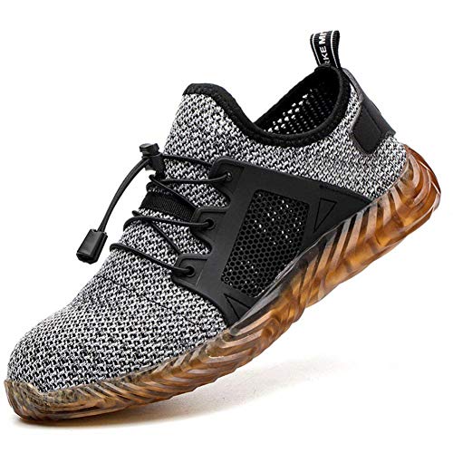 SYLPHID Steel Toe Shoes Work Safety Shoes for Men and Women Lightweight Breathable Industrial & Construction Sneakers Puncture Proof Footwear Grey