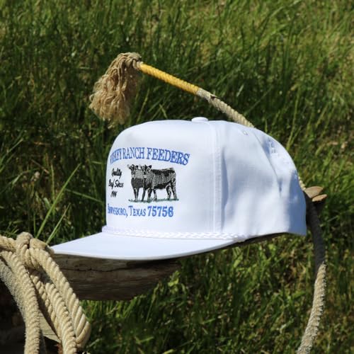 Image of WHISKEY BENT HAT CO. Whiskey Ranch Feeders Roped Adjustable Snapback Hat White