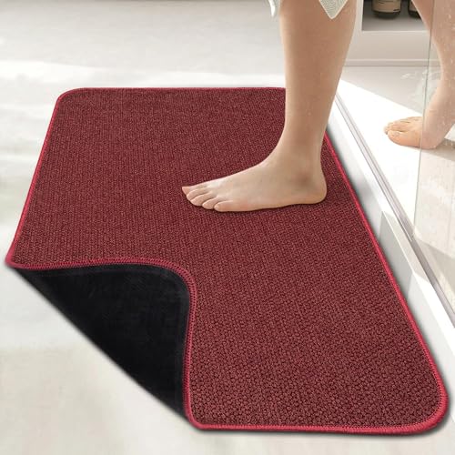 Image of Bath Mat,Ultra Thin Bathroom Rugs,Rubber Bath Mats for Bathroom,Bath rugs