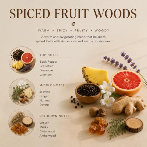 Image of Airkeep Reed Diffuser Set,3.38 fl oz (100 ml) - Spiced Fruit Woods Oil Diffusers with 8 Reed Sticks, Home Fragrance Reed Diffuser for Bathroom Shelf Decor