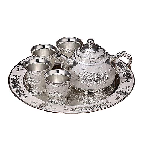 Tea Set wine set Silver coffee pot Tea Set Adult tea set cup body suitable as a gift-For TeaMilkwine SAfternoon tea4 cups 1 Teapot 1 Tray Can Drink Coffee Strong Tea