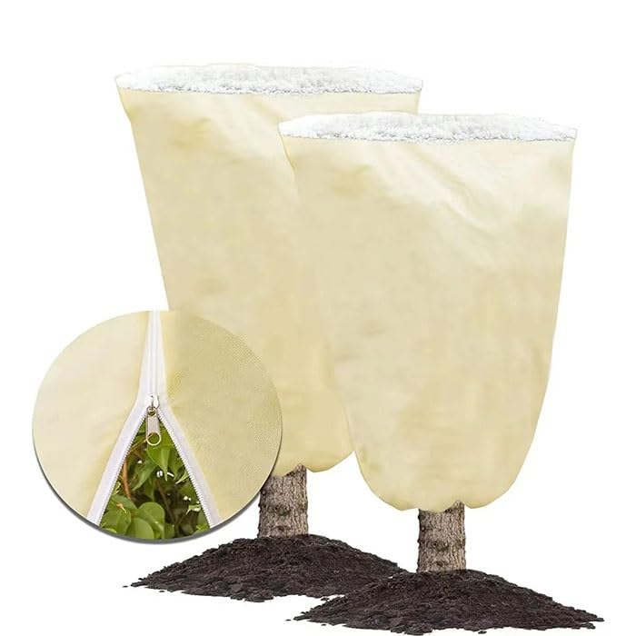 Cubiertas de protección contra congelación de plantas, 2 envolturas de tela reutilizables para plantas en maceta al aire libre, árboles frutales, arbustos, mantas de protección de invierno