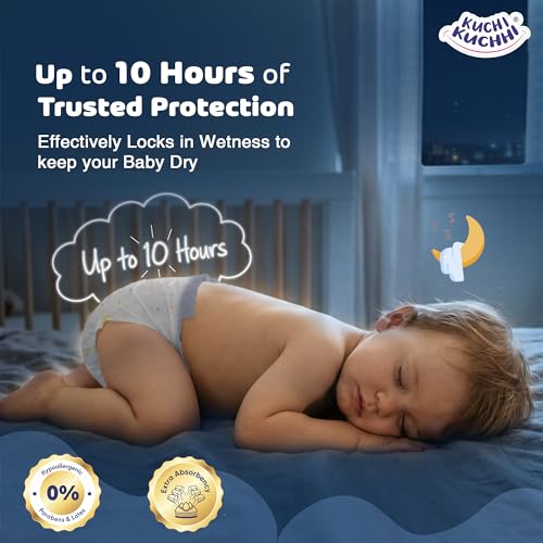 Image of Premium super soft baby diaper with a 3D bubble top and super absorbent core | Added active leak barriers and wetness indicators- NB Size, 80 Count