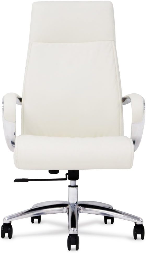 ZURI Forbes Genuine Leather Aluminum Base High Back Executive Chair - Dark Brown