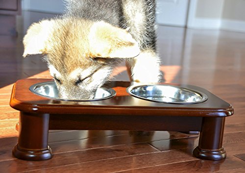 Pawridge Premium Elevated Pet Feeder Luxury Solid Wood Stand & 2 Food Grade Stainless Steel Bowls - Improves Your Pet's Digestion - Suitable For Small/Medium Dogs & Cats #TOP3