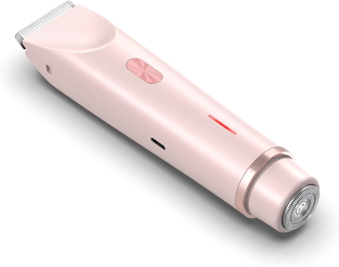 Bikini Trimmer for Women 2 in 1 Dual Head - IPX7 Waterproof Painless Electric Razors for Beauty, Pubic Hair, Face, Legs & Underarms– Portable Cordless Shaver with Fast Charging, Easy Cleaning (Pink) - Image 9