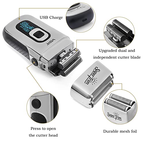 Vgr Double Foil Professional Electric Shaver For Men 3 Adjustable Speeds Electric Razors Head Shaver For Bald Men Hair Beard Trimmer With 2 Head Barber Supplies Gifts For Men Fathers Husband Boyfriend #TOP4