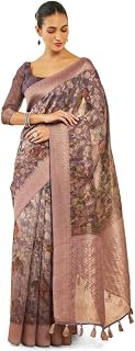 Soch Womens Purple Tussar Silk Saree With Floral Print And Zari Woven Designs Price In India