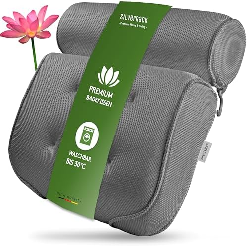 Badewannenkissen MEDIUM-WEICH [Grau 3D] - Nackenkissen für Badewa...