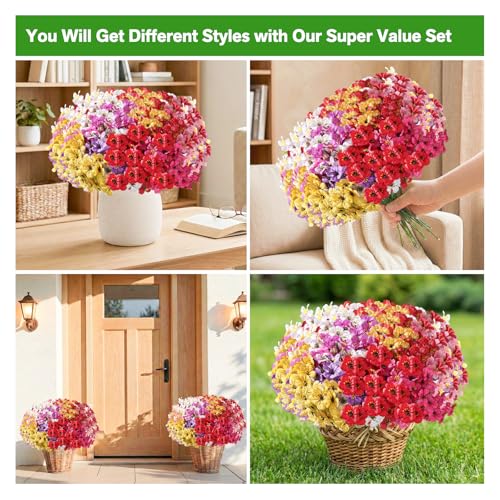 Powbrace 22 Bundles Artificial Flowers Outdoor, Faux Silk Flowers for Outdoors Outside Front Porch Hanging Planter Window Box Garden Decoration(Multi-Colour) image 4
