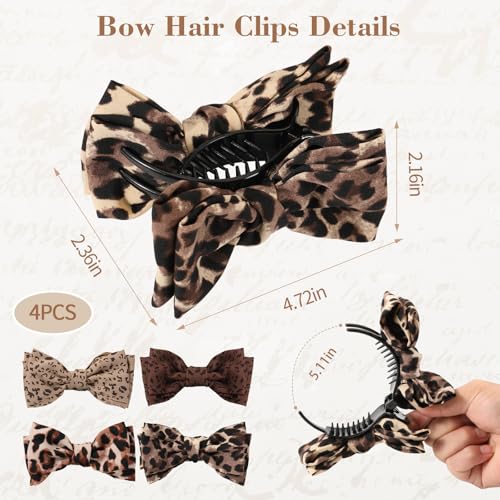 Pinzas para el cabello con lazo de estampado leopardo 4 piezas miniatura 2