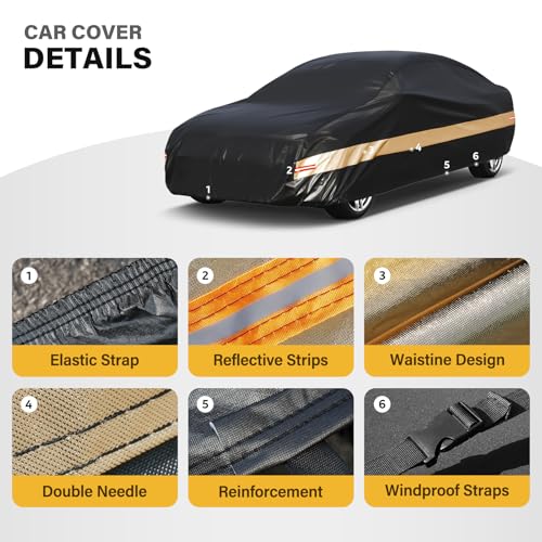 Image of Car Cover Waterproof All Weather for Automobiles, Outdoor Heavy Duty Full Exterior Covers with Cotton Lined, Fit for Porsche 718, Cayman, Boxster, Audi TT,etc.(165 to 178 Inch)