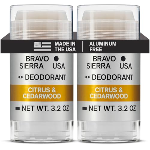 Aluminum-Free Deodorant for Men by Bravo Sierra, 2-Pack - Contain...