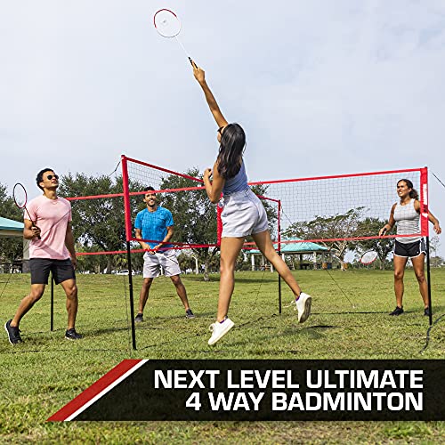 Eastpoint Sports Badminton Sets; Easy Set Up Or 4-Way Styles, Backyard Game Includes Portable Net, 4 Badminton Rackets, 2 Shuttlecocks And Accessory Bag For Storage #TOP6