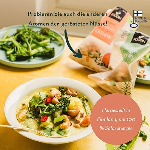 FOODIN Bio Cashewkerne ganze, trocken geröstete Cashewkerne, Süßes & Snacks, Nüsse, Kerne & Samen mit Honig (Rosmarin, 3 x 120g)