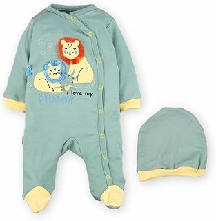 سالوبيت خريفي مع طاقية من القطن، لون رمادي، مقاس حديثي الولادة