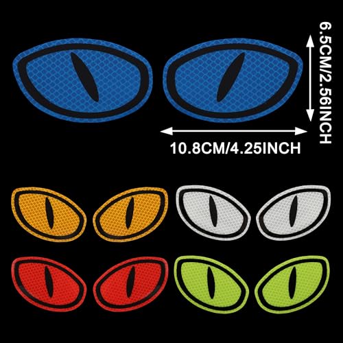 Image of TOMALL 5 Pair Car Reflective Eyes Stickers for Car Logo Rearview Mirror Window Safety Warning High-Intensity Night Visibility Anti-Collision Reflective Decor Decals Waterproof for Vehicles SUV Laptop