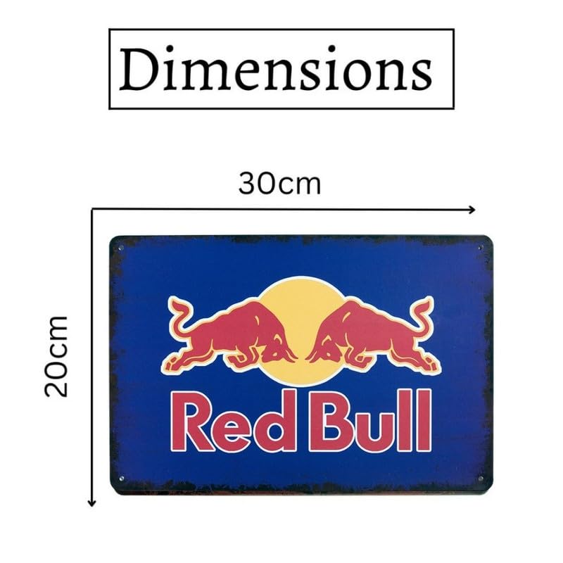 Image of Eazywagon Decorative Retro Metal Signs Wall Plate - 12x8 Inch (Red Bull) | Weatherproof Vintage Metal Sign Plate for Cafe, Home, Bar, Garage | Decorative Wall Hanging Sign Board