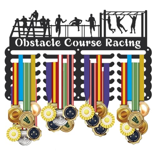 SUPERDANT Soporte para medallas de carreras de obstáculos, soporte para medallas de carrera de obstáculos, soporte de medallas de metal, soporte para medallas montado en la pared, regalo para atletas,